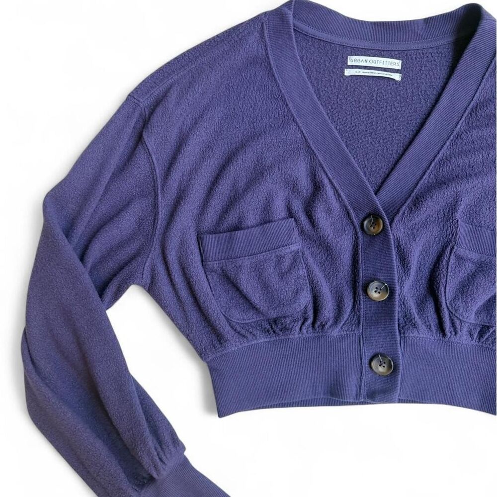 Urban Outfitters Women's Purple Cropped Cardigan